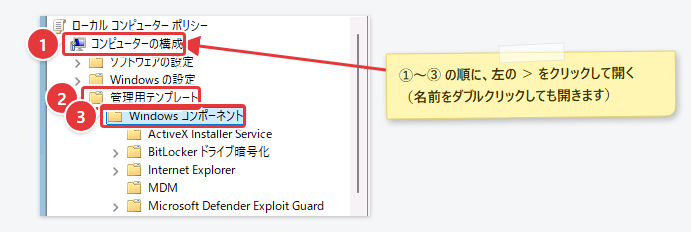 ツリーの上の段